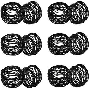 Kaizen Casa Handmade Decorations Black Napkin Rings Set of 12 Metal Mesh